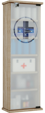VCM Wand Regal Medizinschrank Gusal Omal abschließbar (Farbe: Sonoma-Eiche)